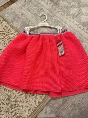 Cat & Jack Pink Mesh A-Line Skirt with Striped Elastic Waistband